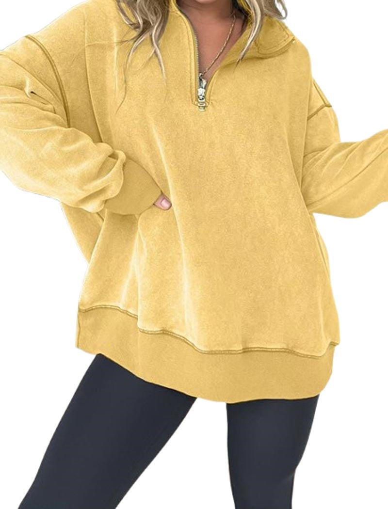 Relaxed Fit Half-Zip Top