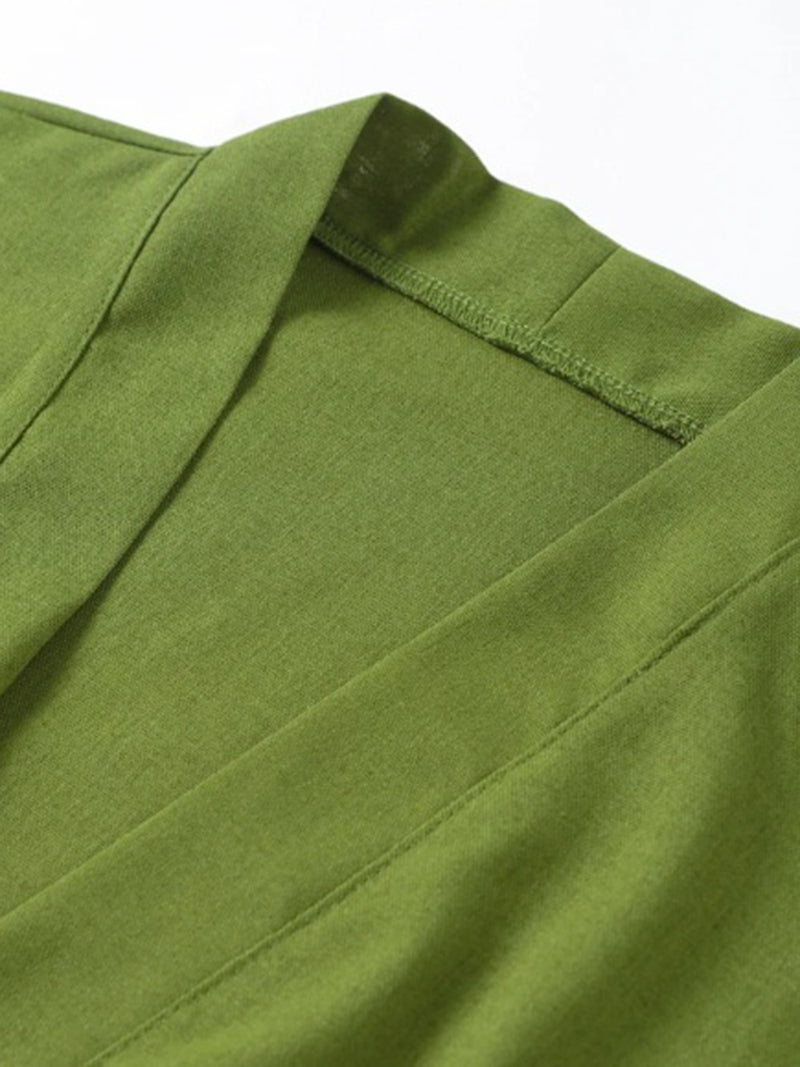 Solid Tie-Front Blouse and Pants Set