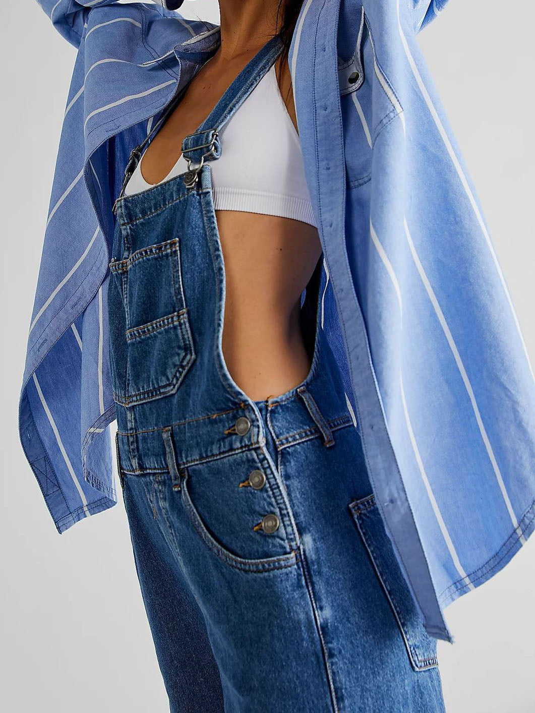 Straight-Leg Denim Overalls