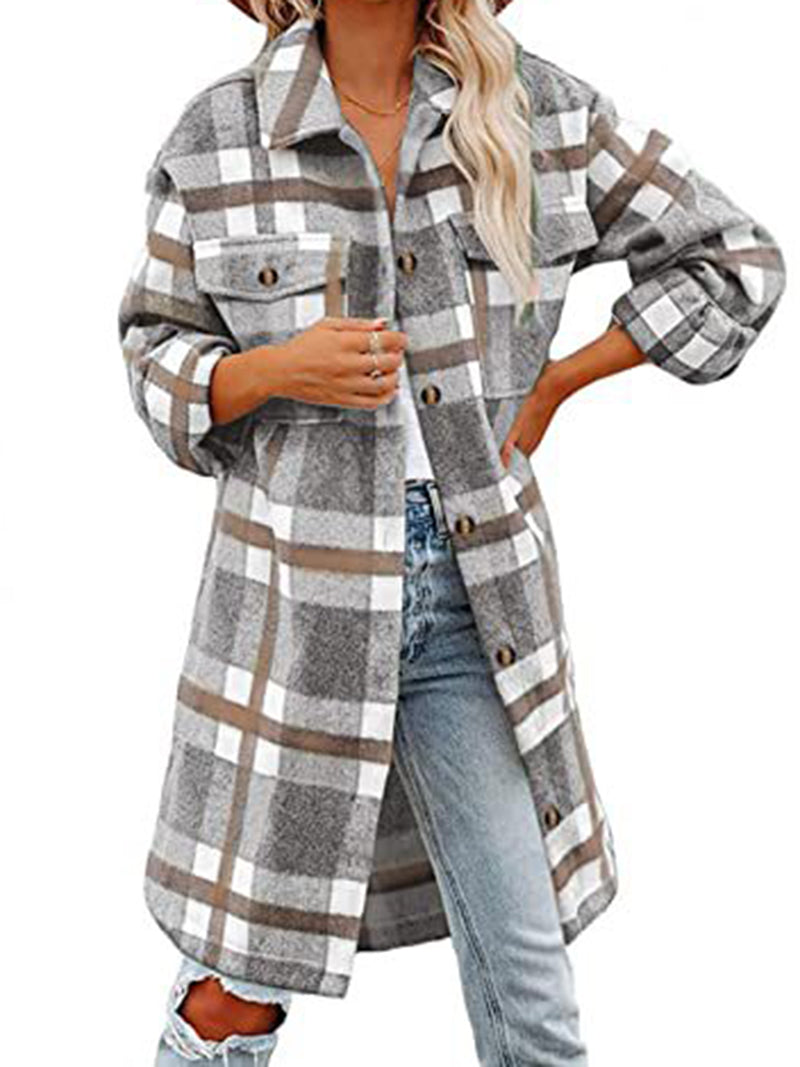 Plaid Longline Button-Up Shacket