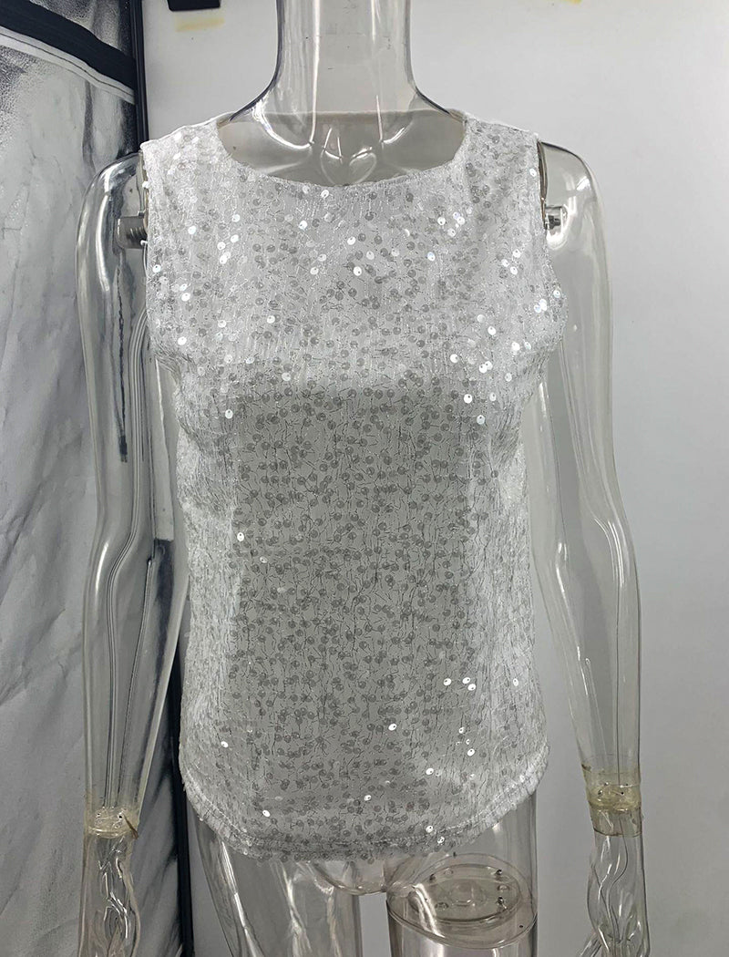Sleeveless Sequin Tank Top