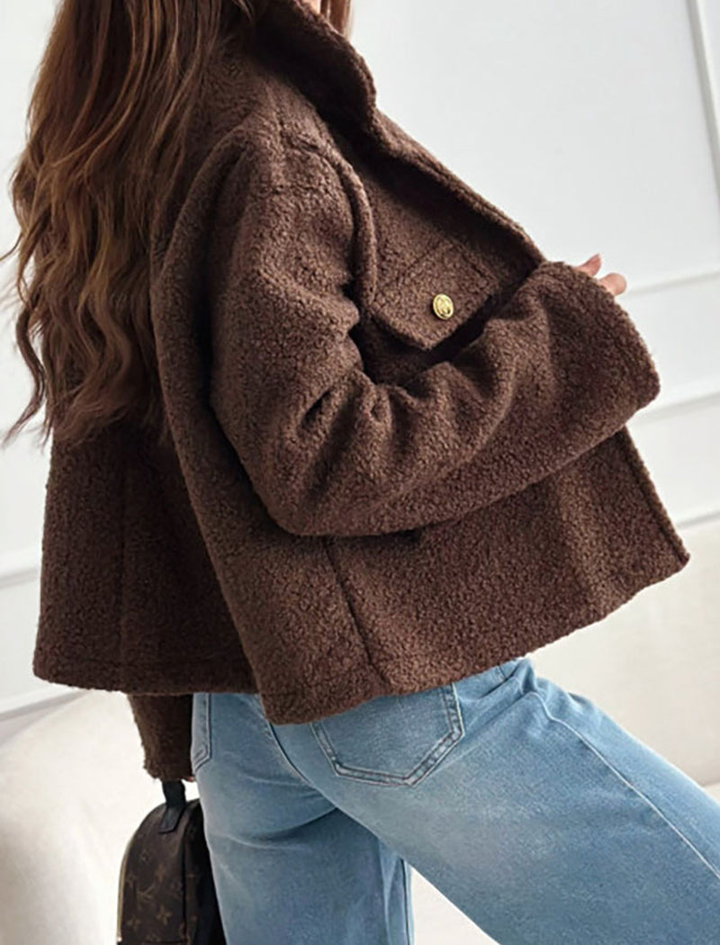 Double-Pocket Button-Up Fleece Jacket