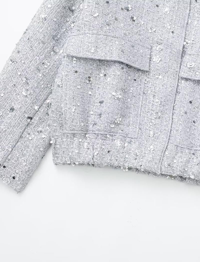 Embellished Sequin Bomber Jacket