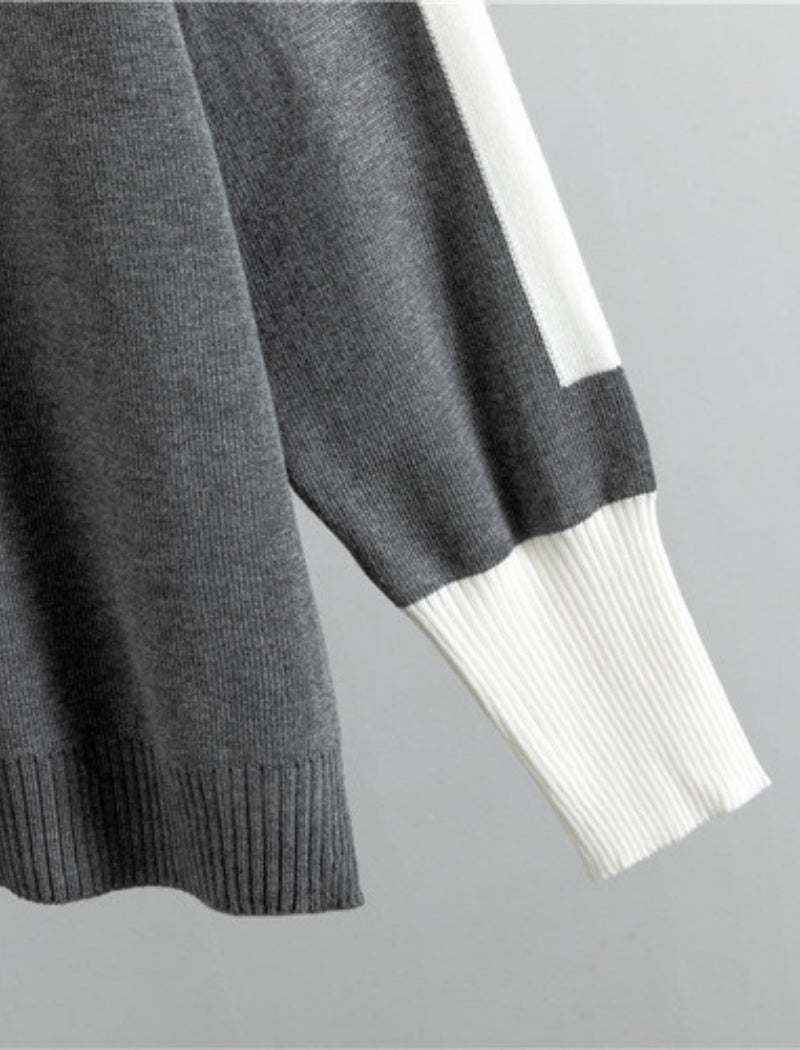 Two-Piece Knit Lounge Set with Contrast Trim