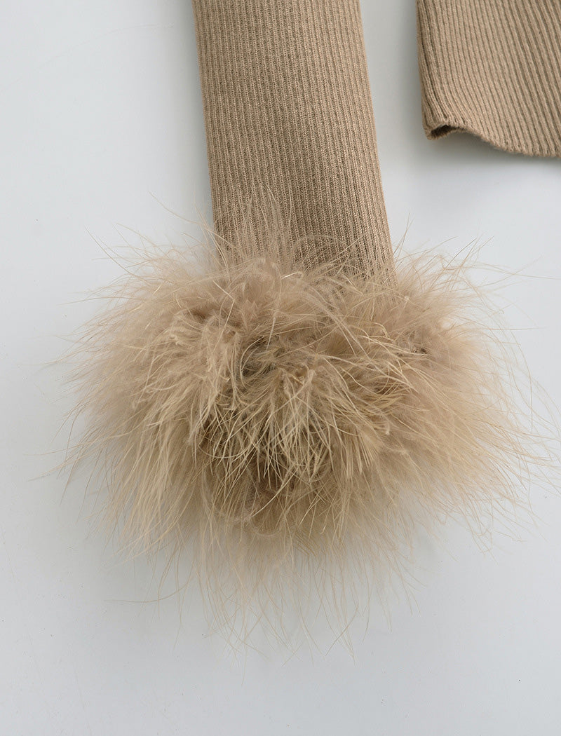 Button-Up Ribbed Cardigan with Fuzzy Cuffs