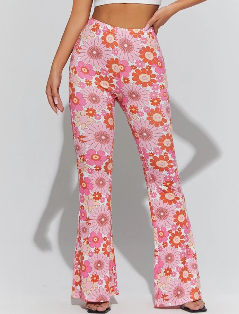 Floral Print Flared Pants