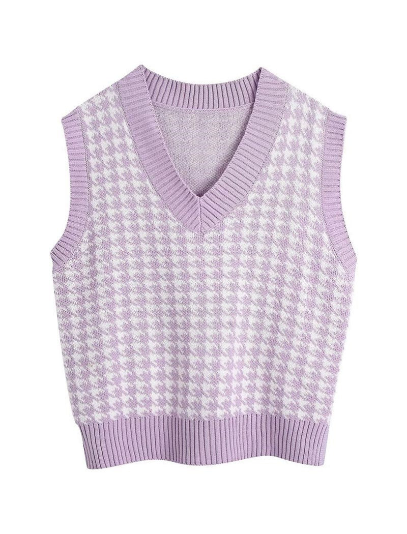 Houndstooth Knit Vest