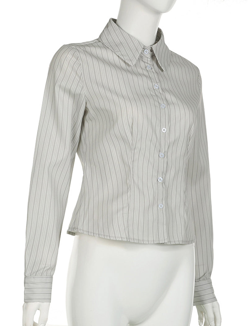 Striped Long-Sleeve Button-Up Shirt
