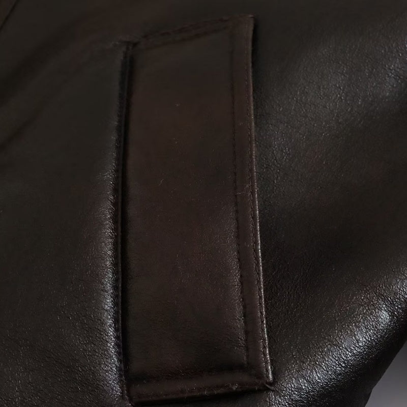 Faux Shearling Collar Zip-Up Jacket