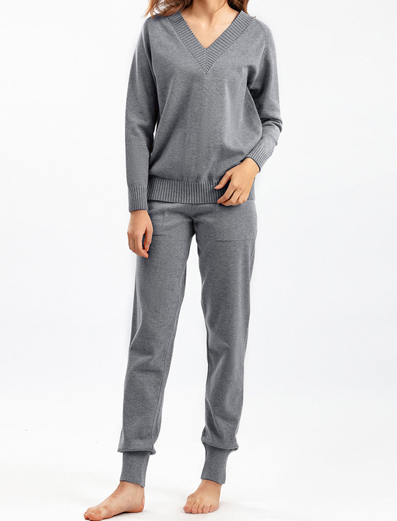 V-Neck Relaxed Knit Set