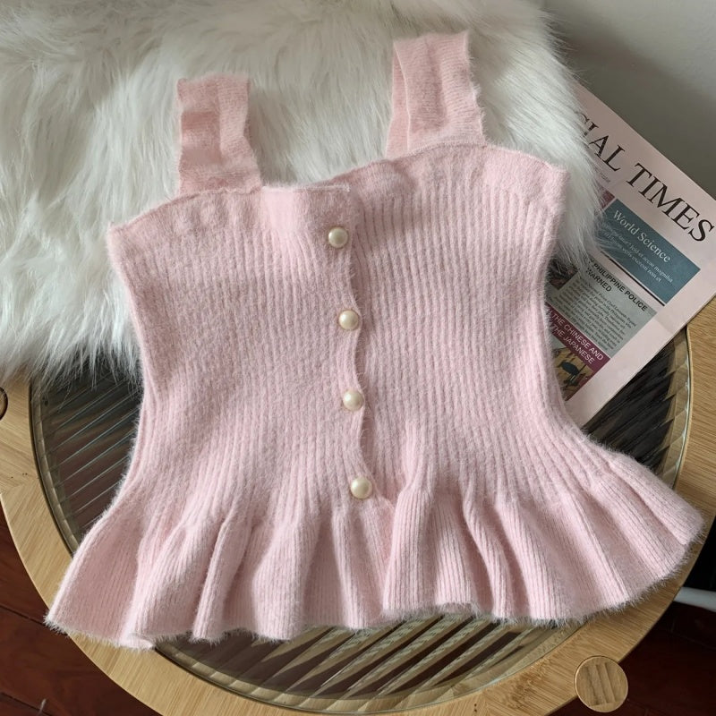 Knit Tank Top with Button Accents