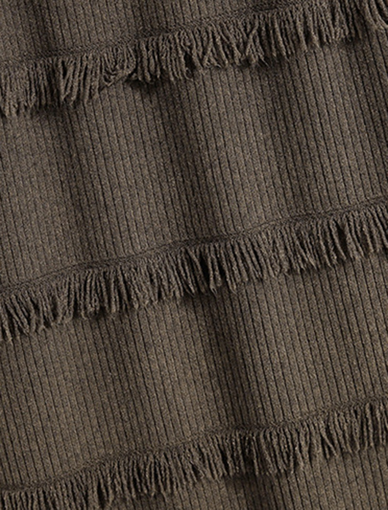 Tiered Fringe Detail Knit Skirt