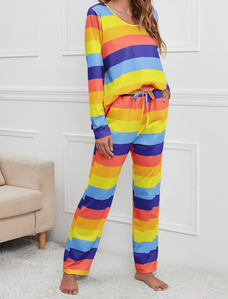 Printed Striped Loungewear Set