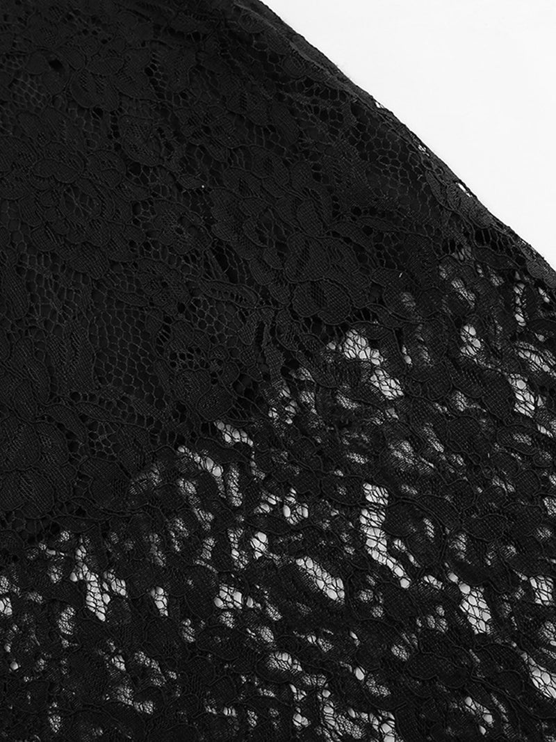 High-Rise Cutout Lace Maxi Skirt