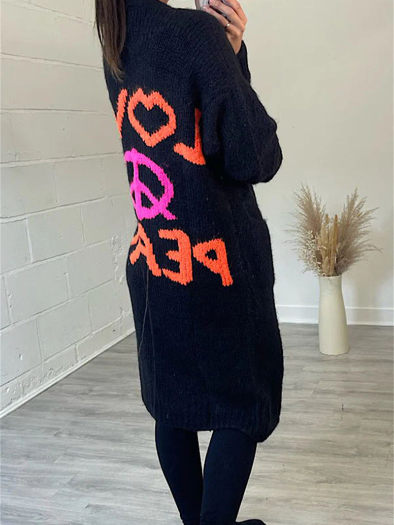 Love and Peace Graphic Cardigan