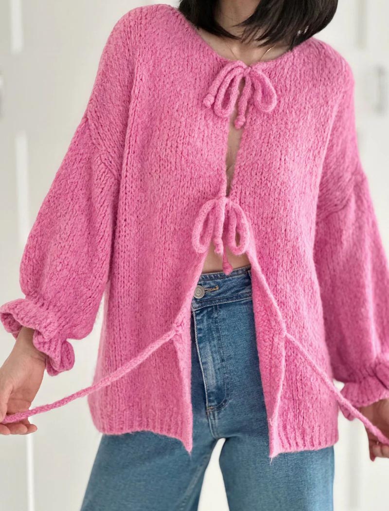 Tie-Front Knit Cardigan