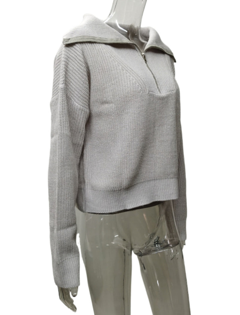 Long-Sleeve V-Neck Knit Pullover