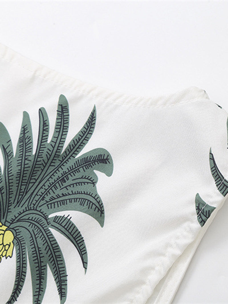 Palm Tree Print Vest and Pants Set