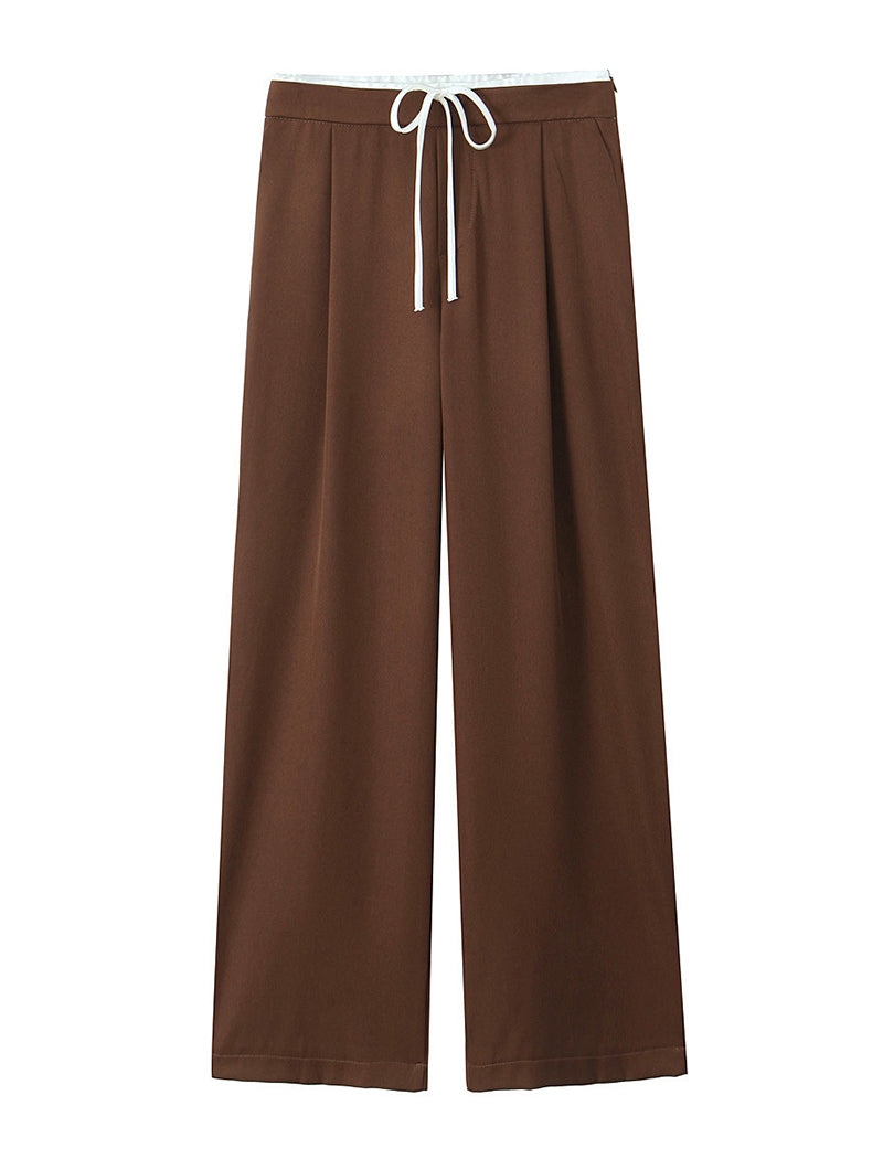 High-Waisted Wide Leg Drawstring Pants
