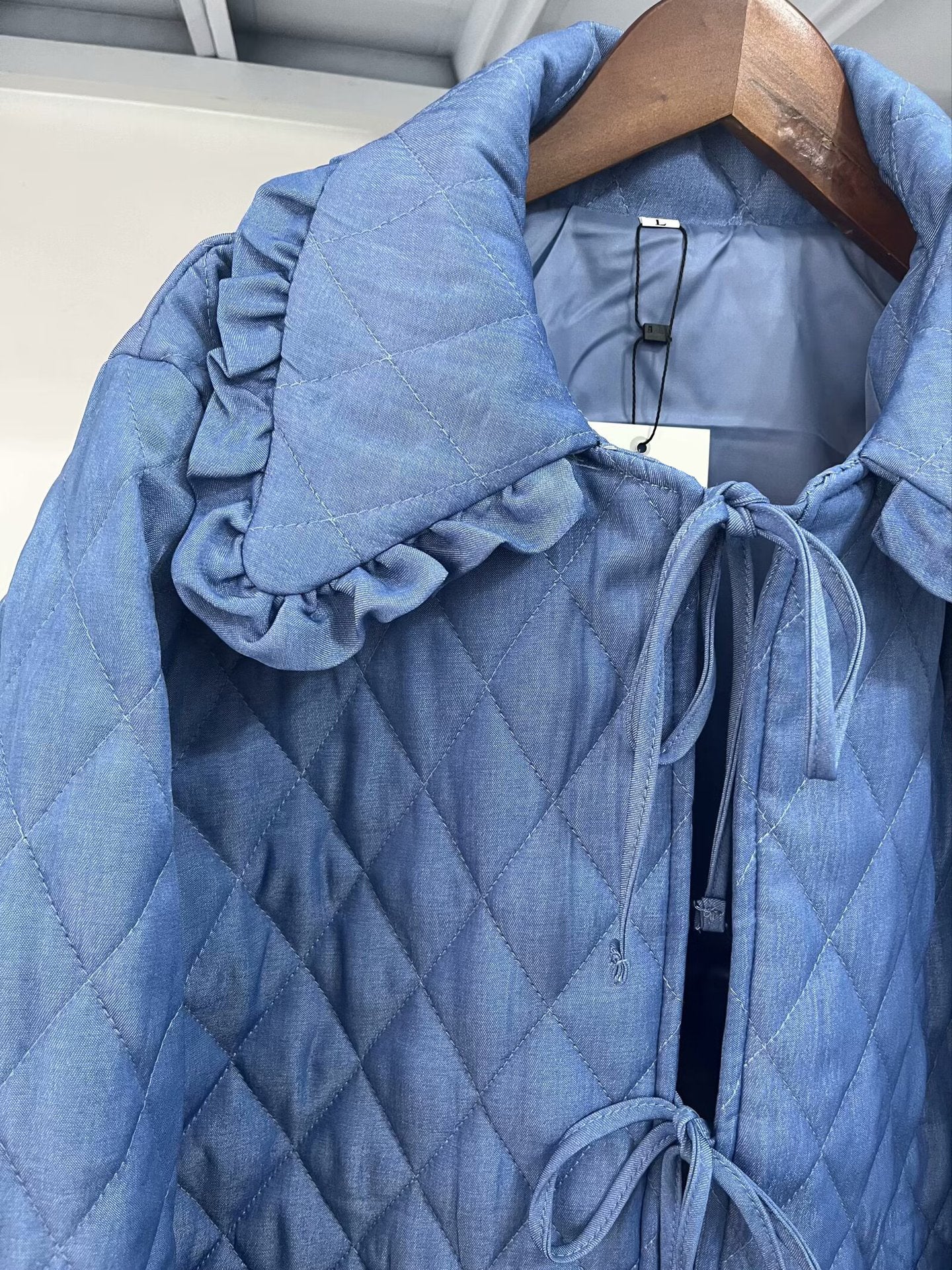 Ruffle Collar Quilted Jacket