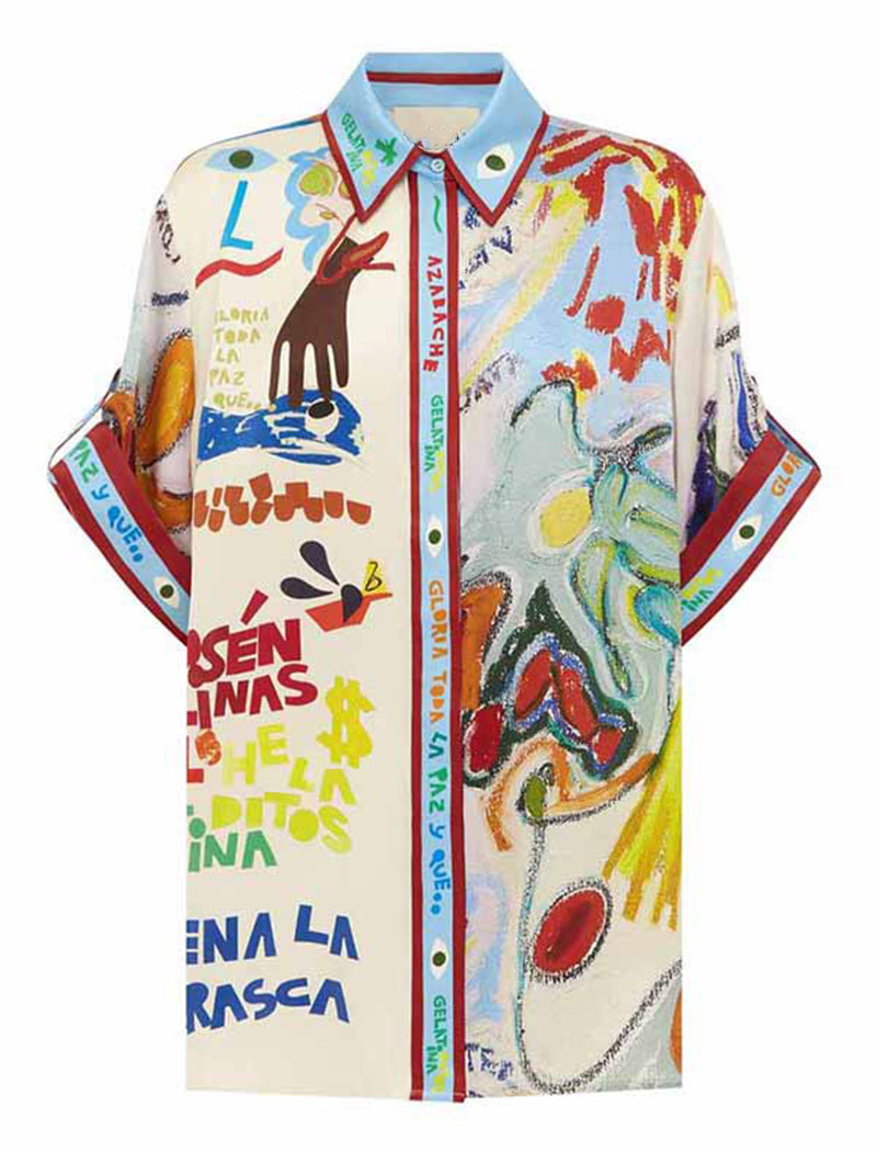 Colorful Print Shirt and Pants Set
