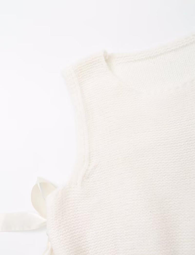 Knit Bows Sleeveless Vest