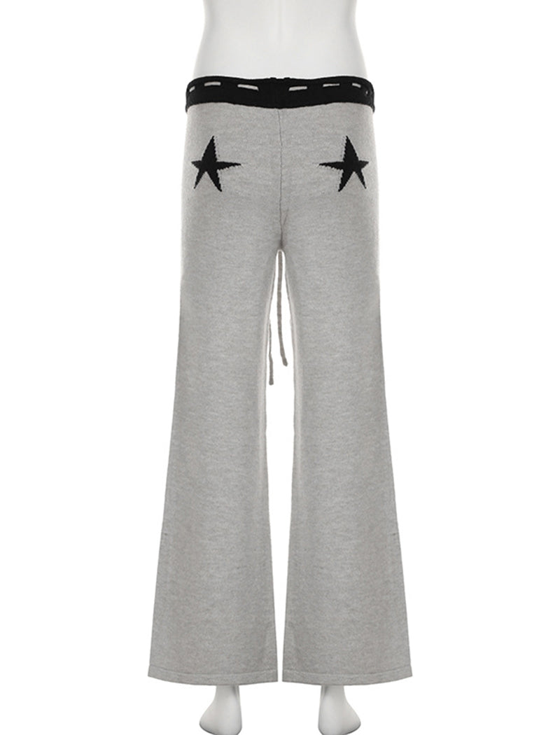 Drawstring Knit Flare Pants
