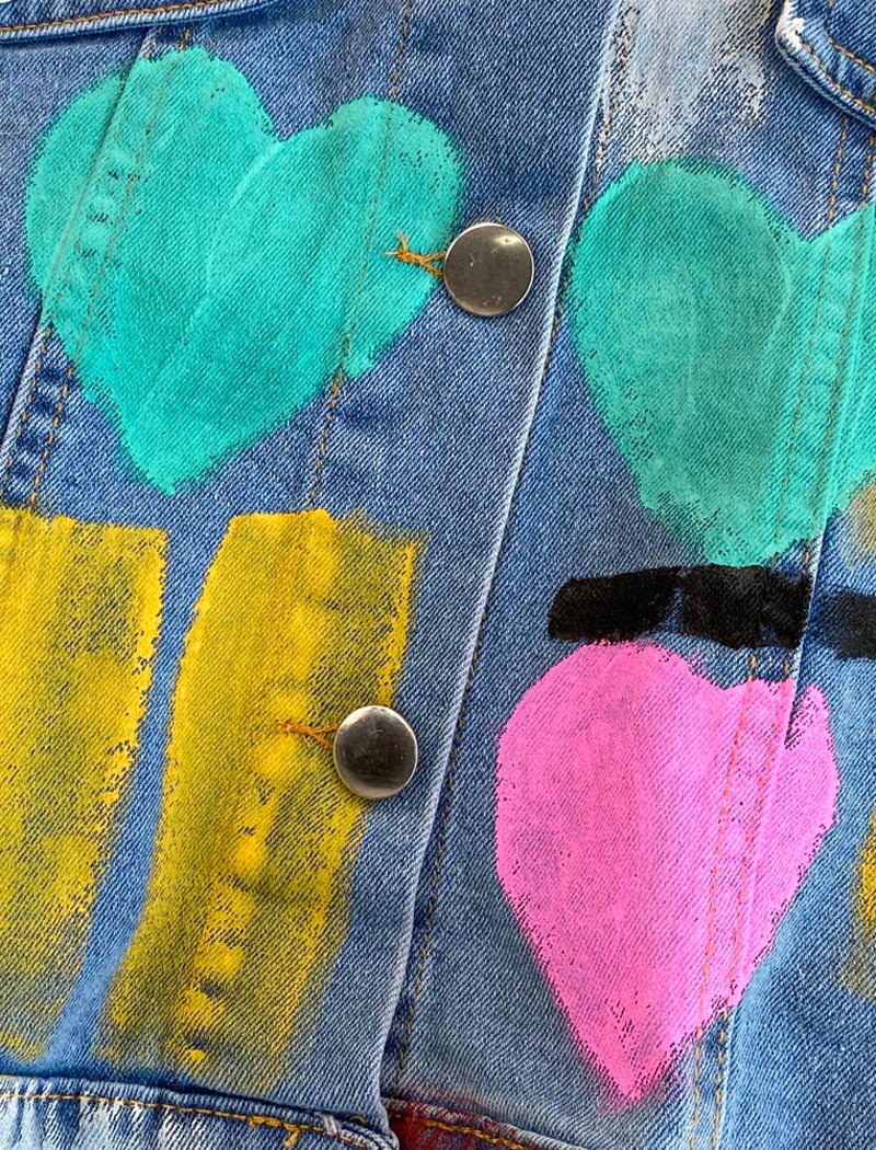 Painted Denim Jacket and Skirt Set