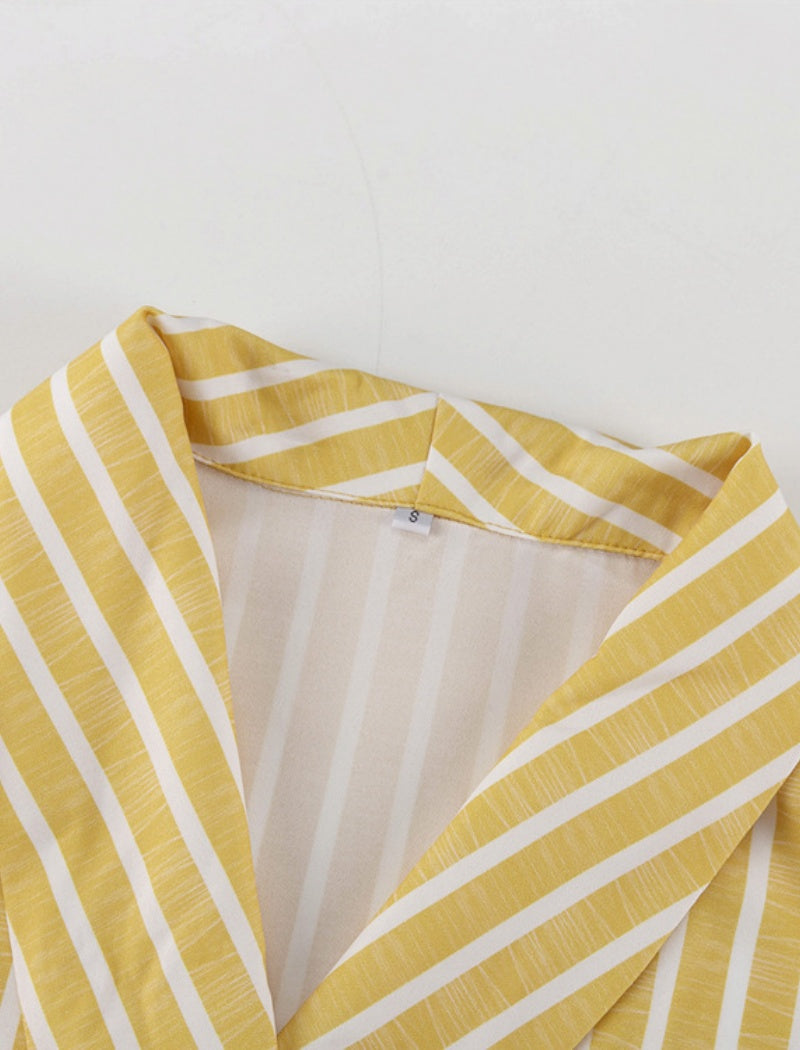 Striped Belted Oversized Two-Piece Set