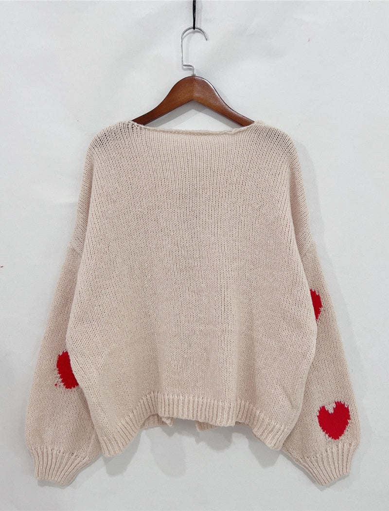 Heart-Accented Tie Front Cardigan