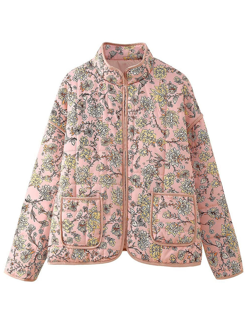 Paisley Quilted Jacket with Front Pockets