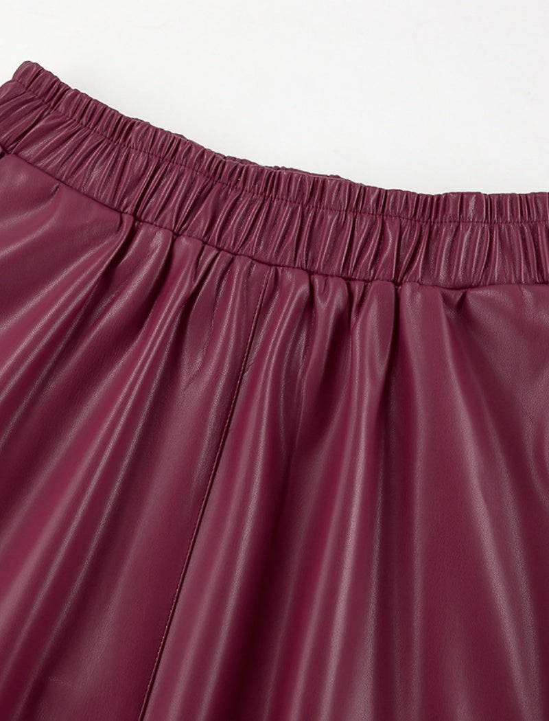 High-Waisted Midi Skirt with Elastic Waistband