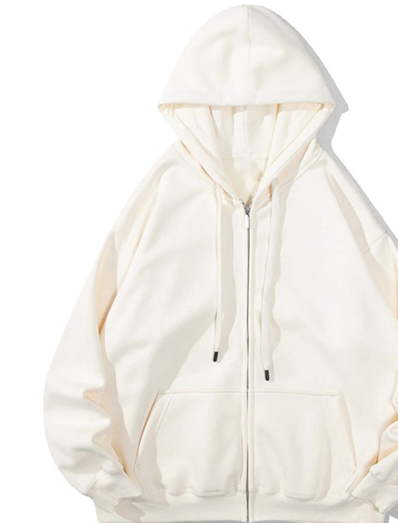 Hooded Solid Drawstring Jacket