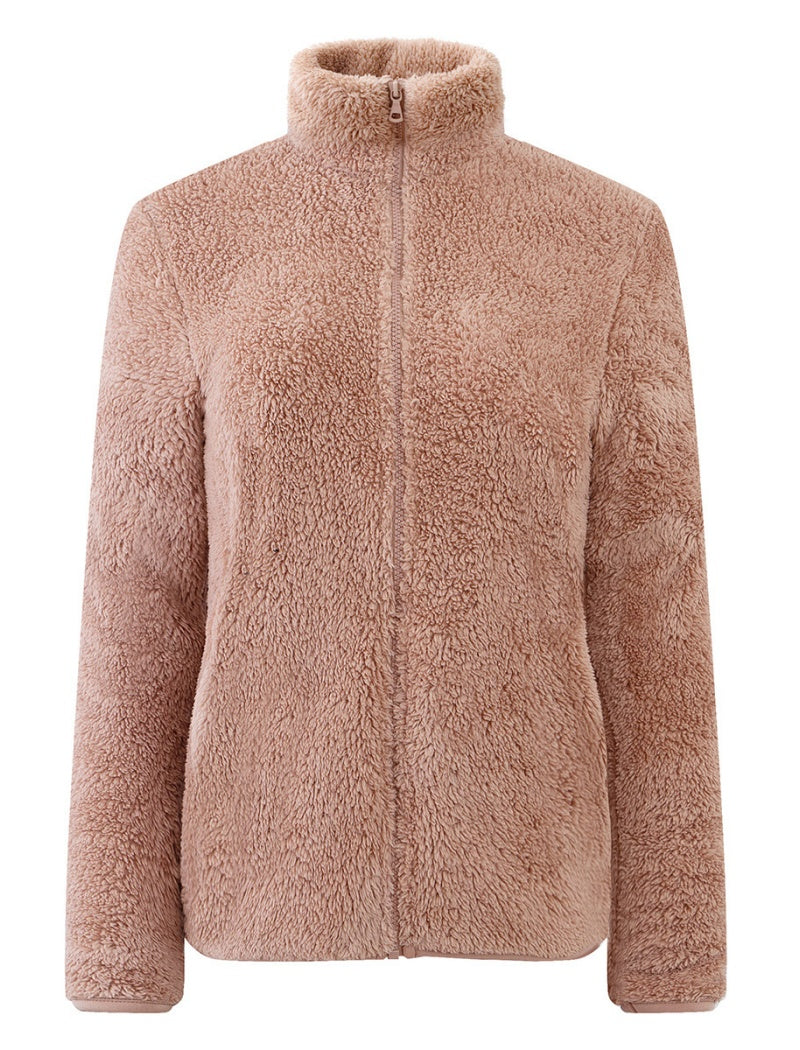 Fleece Zip-Up Jacket with Stand Collar