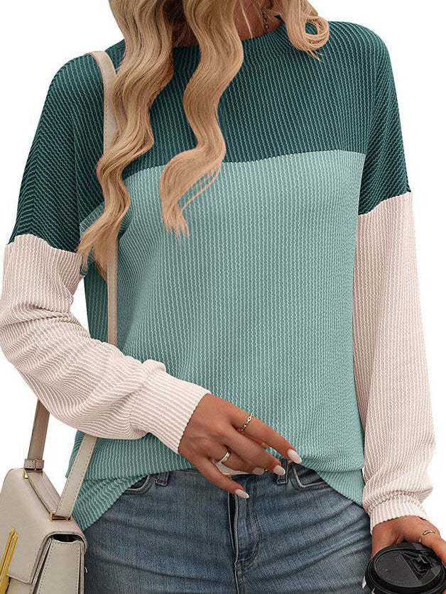 Ribbed Knit Colorblock Pullover