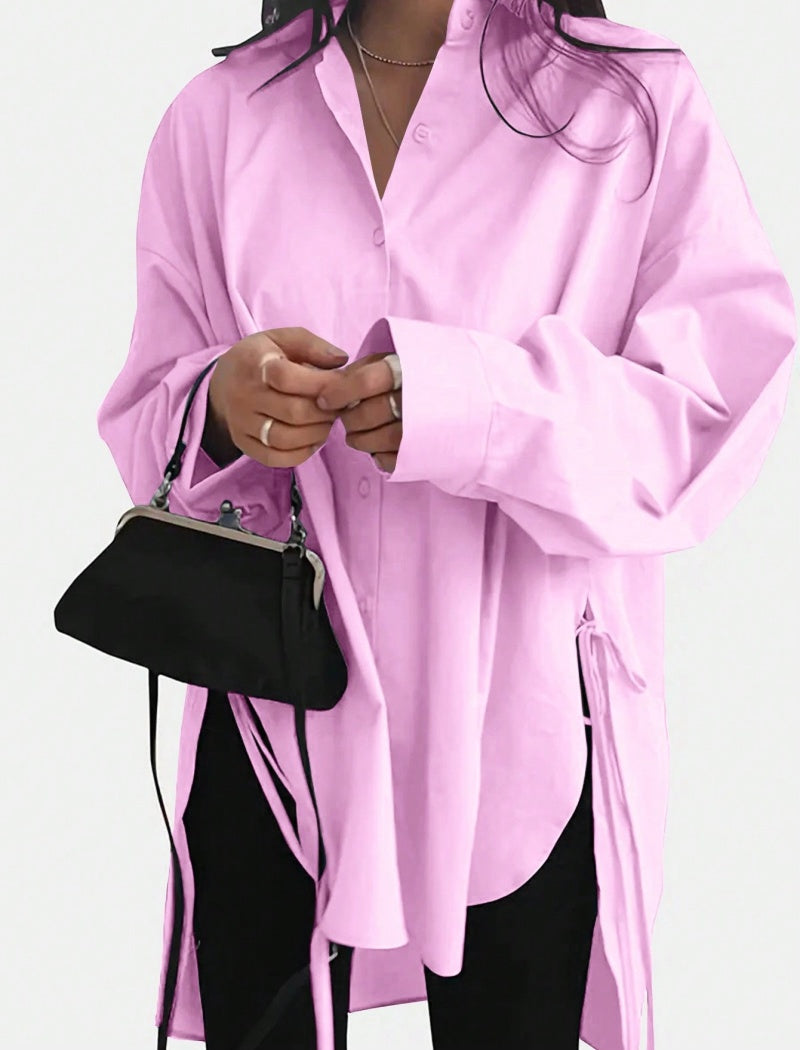 Loose Front Tie Shirt