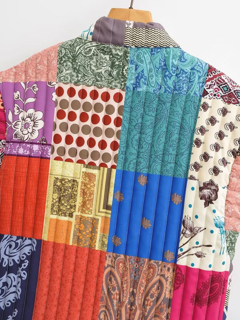 Patchwork Open-Front Vest