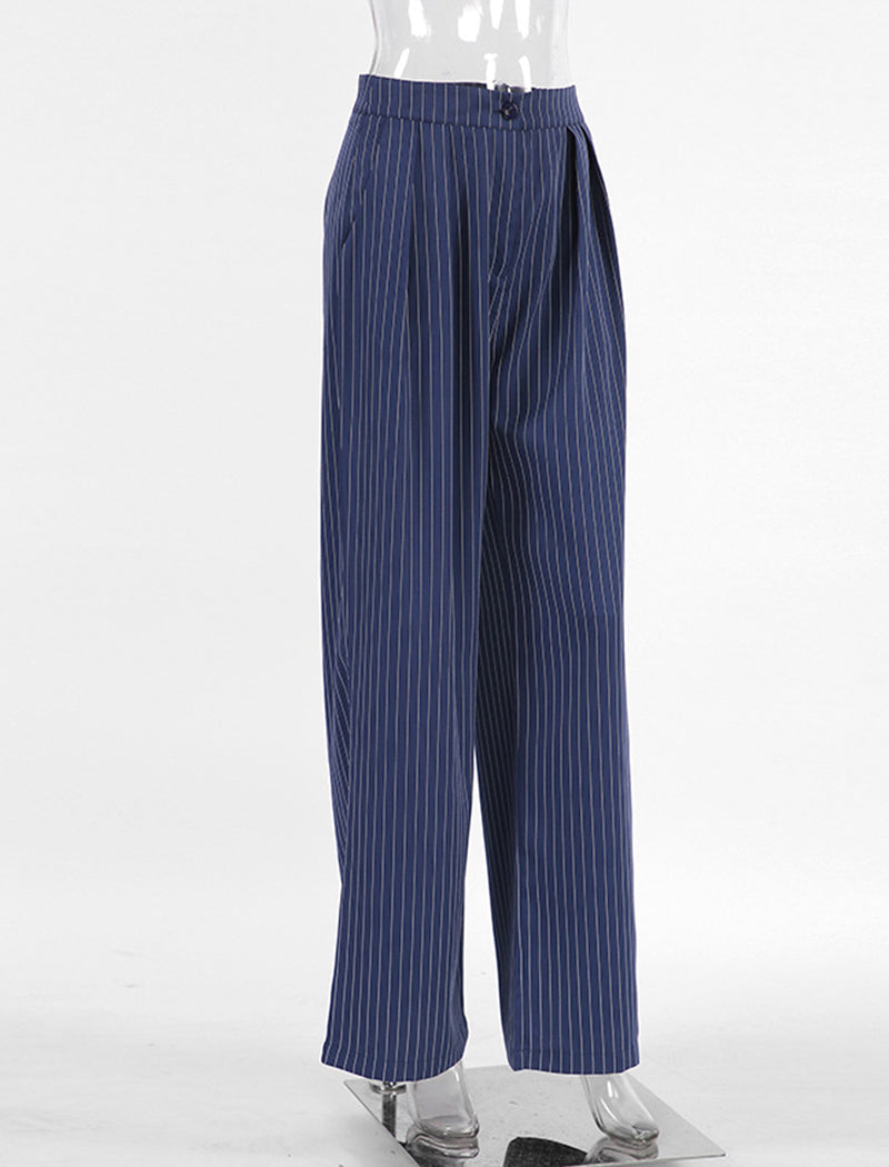Pinstripe Wide-Leg Trousers