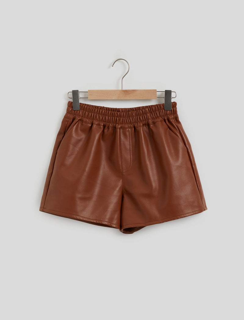 Faux Leather High-Waisted Shorts