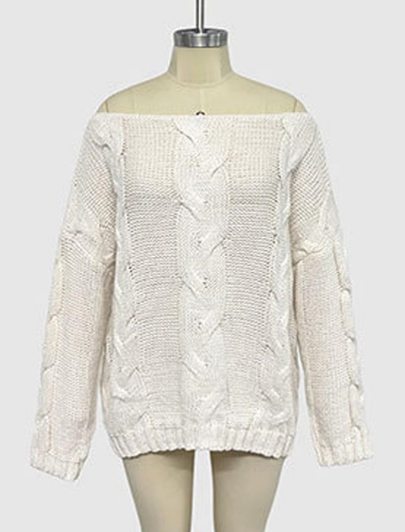Off-Shoulder Knit Oversized Sweater