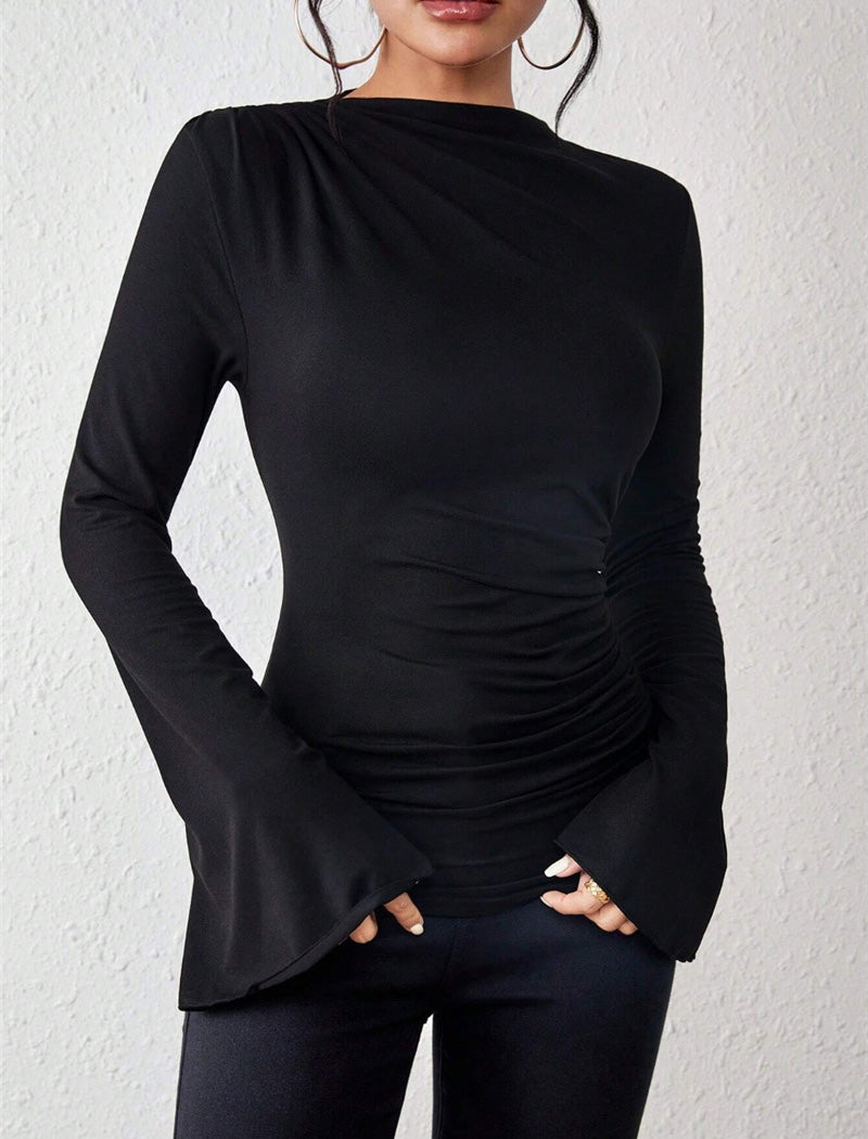 Ruched Bell Sleeve Top