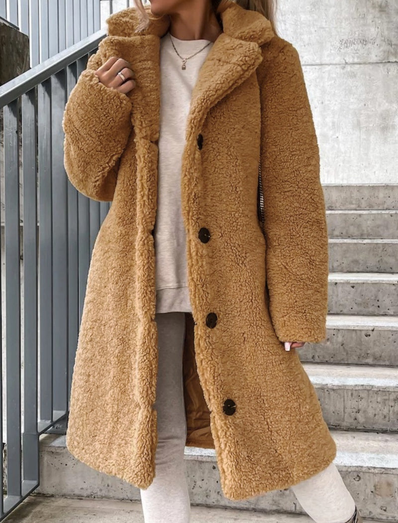 Button-Up Oversized Teddy Coat