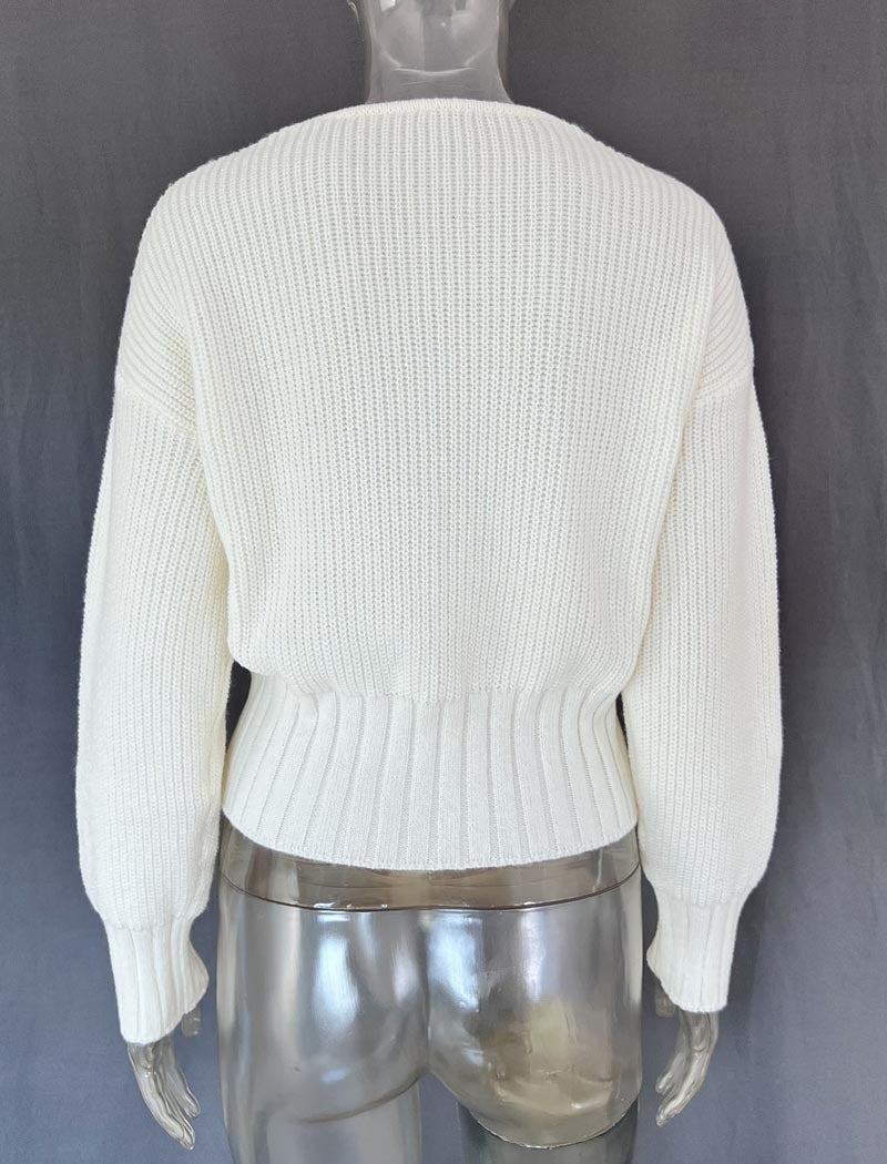 Knit Cardigan with Ribbon Tie Detail