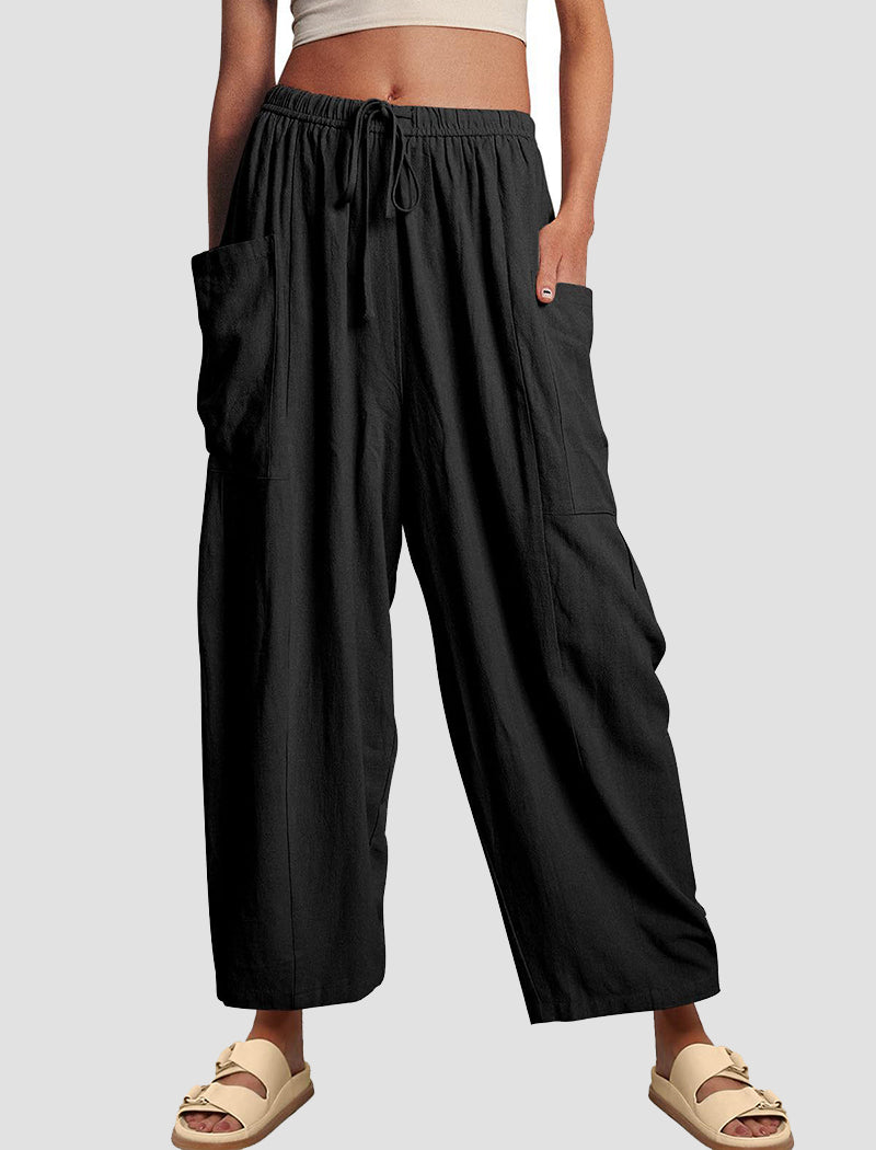 High-Rise Wide-Leg Drawstring Pants