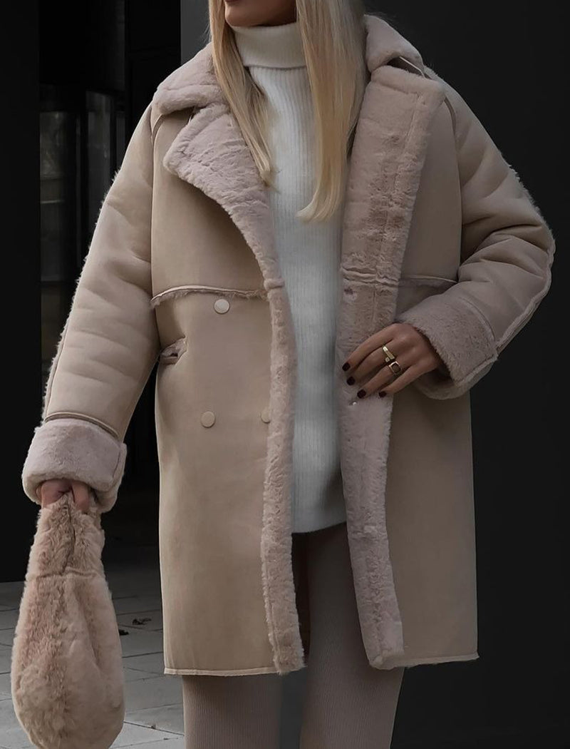 Shearling-Lined Oversized Coat