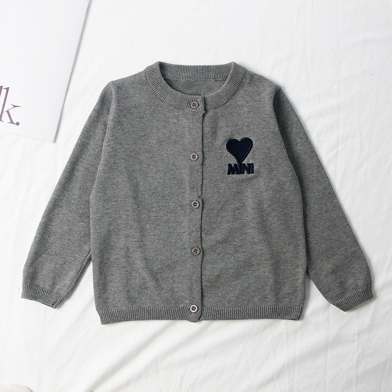 Heart Graphic Button-Up Cardigan (Kids)