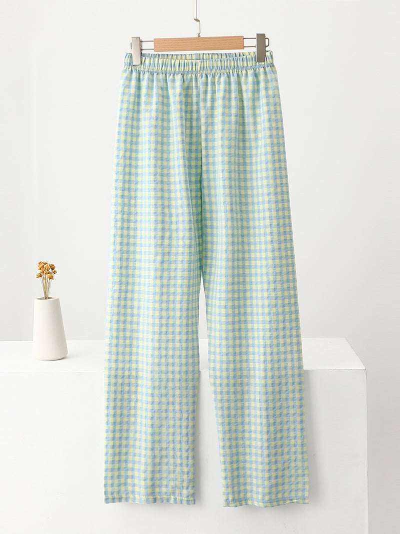 Checkered Wide-Leg Pants