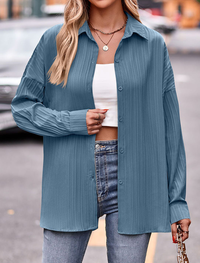 Pleated Button-Down Blouse for Versatile Styling