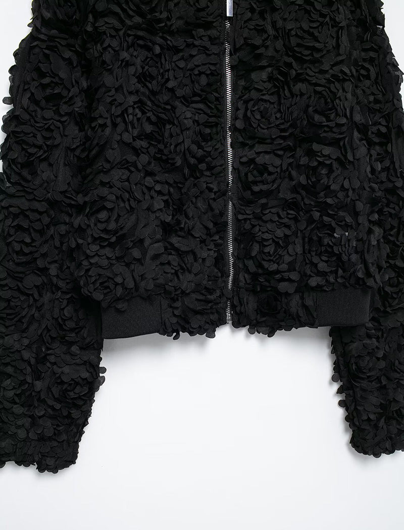 Textured Floral Bomber Jacket