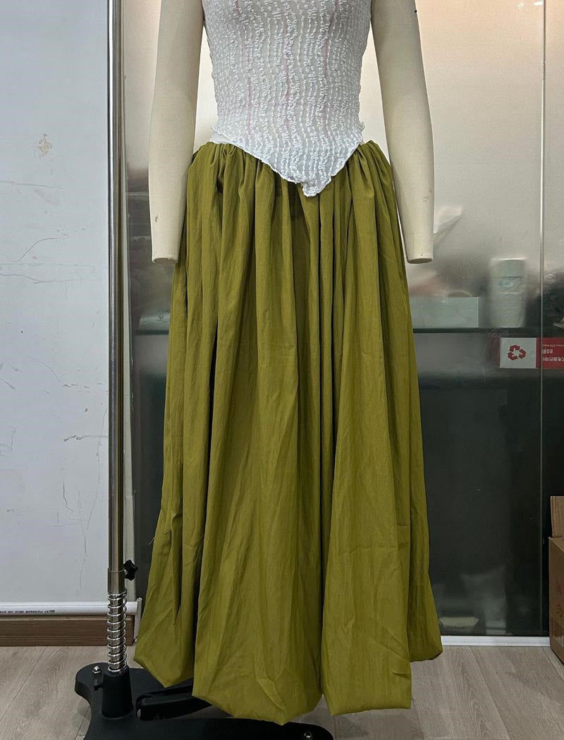 Drawstring Waist Maxi Skirt